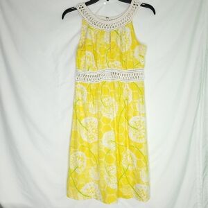 LILLY PULITZER Linen Dandelion Print Sleeveless Dress Size 2